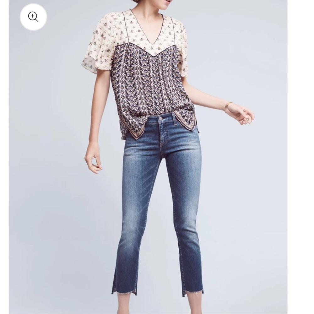 PEPIN Anthropologie Boho Print Peasant Top